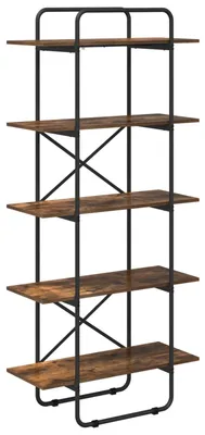 Imagen del producto de Estantería de 5 niveles, 80 x 35 x 175,5 cm, en madera de roble ahumado