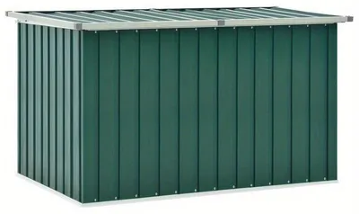 Image de Boîte de rangement extérieure verte de 149x99x93 cm - coffre de rangement en métal résistant aux intempéries, idéal pour les terrasses, les balcons et les jardins