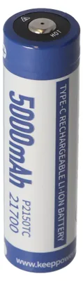 Produktbild von 21700 Li-ion Akku 5000mAh Li-Ionen 3,7V - 3,6V 76,2x21,4mm mit PCB Schutz inkl. USB-C Lademöglichkeit P2150TC (ohne Kabel)
