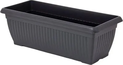 Image de Grand pot de fleurs en plastique anthracite 80 x 33 x 33 cm - Bac à fleurs résistant aux intempéries pour l'intérieur et l'extérieur