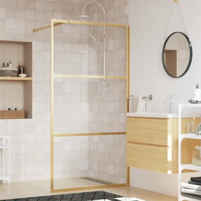 Produktbild von "2026 Promotion" Duschwand für Begehbare Dusche ESG Klarglas Golden 100x195cm - Duschabtrennungen CC1741