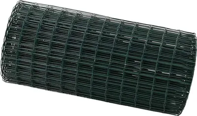 A roll of green wire mesh fencing.
