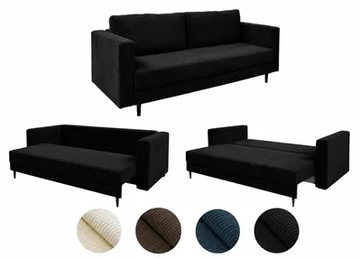 Produktbild von Schlafsofa Couch SANTINO mit Bettkasten & Schlaffunktion 230x95 cm Schwarz