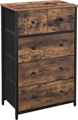 Obrázek produktu pro SONGMICS komoda, úložná skříňka, látkové zásuvky s MDF čelem, industriální design, do předsíně, obývacího pokoje, vintage hnědočerná SGL45H