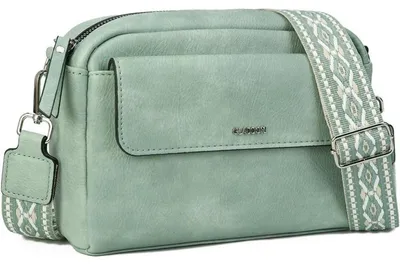 Productafbeelding van Kleine schoudertas voor dames, mosgroen, gemaakt van Polyurethanleer, afmetingen 22x6,5x17 cm