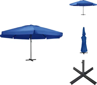Image de vidaXL Parasol avec mât en aluminium 500 cm bleu azur - Parasols & ombrelles