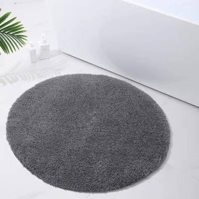 Image de Tapis de bain antidérapant rond, 90 cm, en microfibre douce