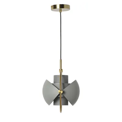 Produktbild von CIRCUM Pendelleuchte E27, graue Metalllampe mit verstellbarem Schirm D24 cm und goldenen Details, moderne Hängelampe für Schlafzimmer Esszimmer