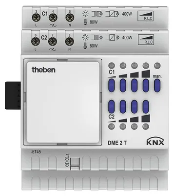 Obrázok produktu pre Theben DME 2 T KNX, Stmievač, Pripevniteľný, Tlačidlá, Biela, IP20, 230 V