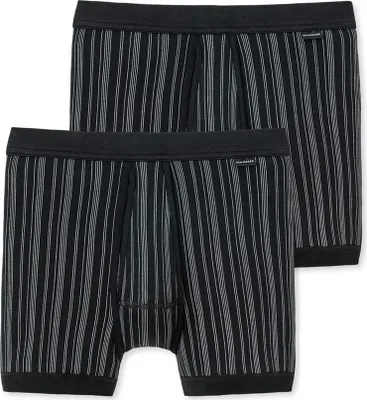 Produktbild von Schiesser 2er Pack Original Classics Feinripp Unterhose kurz Mit kontrastfarbenem Streifen-Muster, Bequemer Softbund für hohen Tragekomfort, Besonders strapazierfähige, bequeme Feinripp-Qualität