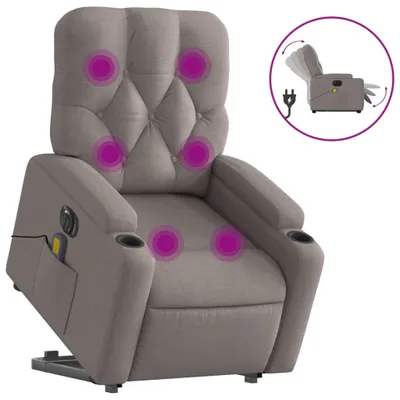 Image de vidaXL Fauteuil de massage électrique avec releveur Taupe Tissu