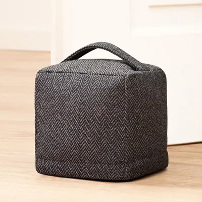 Produktbild von Bodentürstopper – Extra robust, 1 kg (12 cm hoch) – Rutschfester Türstopper mit waschbarem Bezug und Griff – Türstopper für Zuhause und Büro – Stoff-Bodentürstopper – Türstopper (grau)