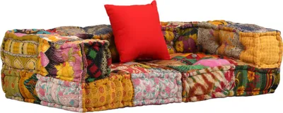 Produktbild von The Living Store 2-Sitzer Modularer Pouf Patchwork Stoff
