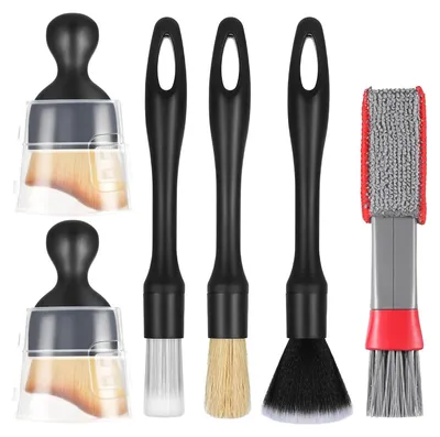 Produktbild von 6 in 1 Auto Detailingbürste, 5 Stile Auto Innenreinigung Weiche Bürste, Feine Staubpinsel Autowaschbürste Detailing Pinsel Reinigungspinsel Auto Innere Pinsel für Auto-Wartung