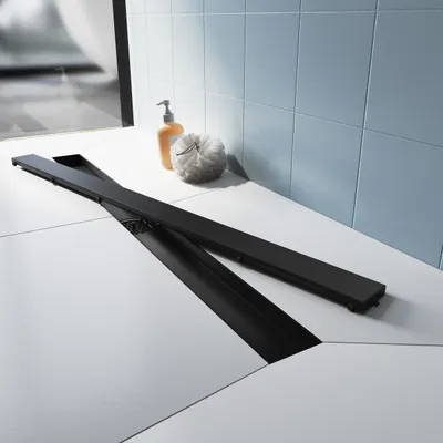 Obrázok produktu pre Sprchový žľab čierny 70 cm 360° odtok Účinný odtok Proti upchávaniu a zápachu Flexibilná inštalácia a odolnosť