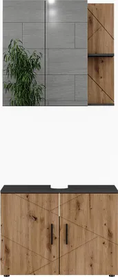 Produktbild von Badmöbel-Set Vicco Irma Anthrazit/Goldkraft Eiche 2 Teile, Model 56342