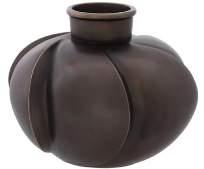 Produktbild von Casa Padrino Luxus Deko Messing Vase Bronze Ø 19 x H. 15 cm - Luxus Qualität