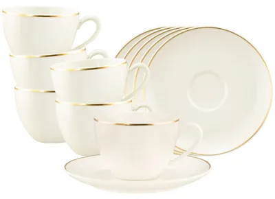 Produktbild von Seltmann Weiden Savona Kaffeetasse mit Untertasse 270 ml Goldlinie 6er Set