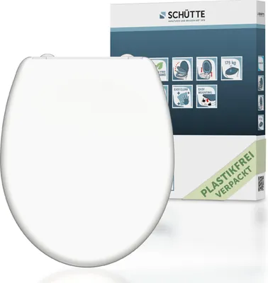 Produktbild von SCHÜTTE Duroplast WC Sitz WHITE, Toilettendeckel mit Absenkautomatik und Schnellverschluss