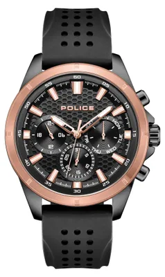 Produktbild von POLICE Herrenuhr Chronograph schwarz / roségold onesize Herren 45 mm PEWJQ2204110M