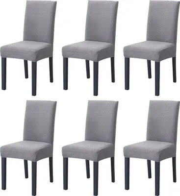 Obrázek produktu pro 6ks/sada krytů židlí Stretch Universal Jídelní židle Elastický kryt židle, Kryty židlí Odnímatelný moderní ochranný kryt pro kryt Banquet Party Hotel (světle šedá)