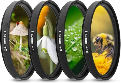 Produktbild von PromoHome® 62 mm Nahaufnahme-Makrofilterkit (+2, +4, +8, +10) mit Filtertasche für FUJI XF 23mm f1.4 Nik. Z 35mm f1.8 Olym. ED 12-40mm f2.8