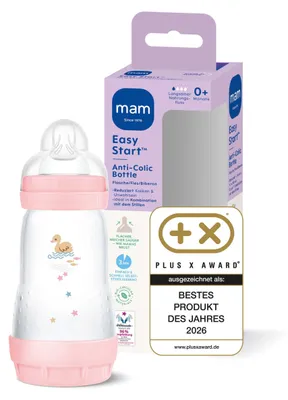 Produktbild von MAM Easy Start Anti-Colic Babyflasche (260 ml), besonders gut akzeptierte Milchflasche, Baby Trinkflasche mit Bodenventil gegen Koliken & Sauger Größe