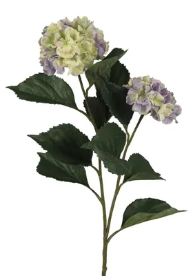 Kunstblumen Hortensie, 2 Blüten, blau/grün, 1 m