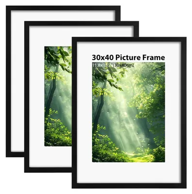 3 Holz-Fotorahmen 30x40 cm, Acrylglas, schwarz
