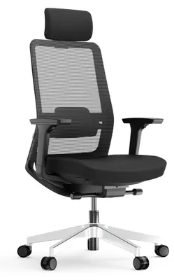 Produktbild von Yaasa Chair Pro Bürostuhl Ergonomisch mit Kopfstütze, Schwarz – Traglast 130 kg – 3D-Armlehnen – Regulierbare Lordosenstütze