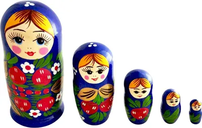 Produktbild von Matrjoschka Erdbeere 5 Holzpuppen 16 cm Höhe Matröschka Steckpuppen Babuschka Matroschka