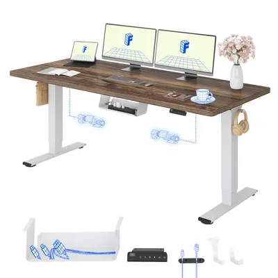 Produktbild von FLEXISPOT E1 Pro Elektrisch Höhenverstellbarer Schreibtisch 180x80cm 25MM EINTEILIGE TISCHPLATTE Doppelmotor 120KG Tragkraft, 4 Speicherplätze(Braun)