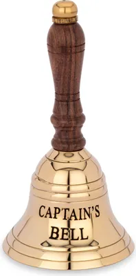 Produktbild von NKlaus 13cm Tischglocke Messing gold graviert CAPTAIN'S BELL Handglocke Serviceglocke 14627