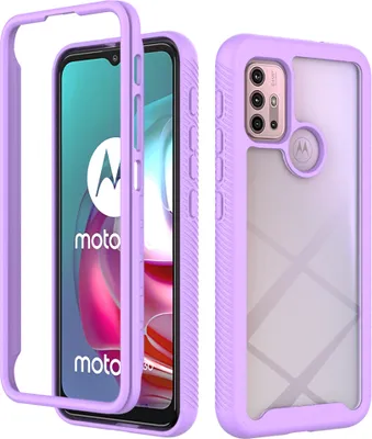 Produktbild von Moto G30 Hülle, Transparente Rückseite Robust TPU Bumper Rutschfest Stoßfest Ganzkörper Schutzhülle für Motorola Moto G30 / G20 / G10 / G10 Power Lila