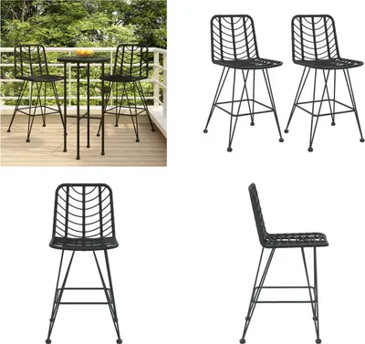 Obrázek produktu pro vidaXL Barová židle 2 ks černá 45x56x103,5 cm PE ratan a ocel - Barová židle - Kuchyňská židle - Barová stolička