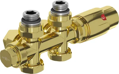 Obrázek produktu pro Mexen G00 termostatická sada rohová/přímá, Duplex, DN50, zlatá - W908-900-50