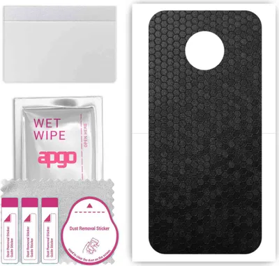 Produktbild von apgo Rückseite Schutzfolie, Skin, kompatibel mit Motorola Moto G6, Hinten Displayschutzfolie aus Vinylfolie, kratzfest, einfache Montage - Schwarze Honigwabe