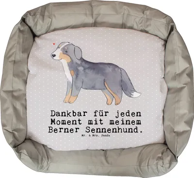 Produktbild von Mr. & Mrs. Panda Hundekissen Berner Sennenhund Moment - Grau Pastell - Geschenk, Dankeschön, Hund, Ostern, Muttertag, Geburtstag, Dürrbächler, Valentinstag