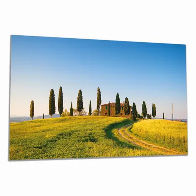 Produktbild von Wallario Herdabdeckplatte aus Glas, Größe 90 x 52 cm 1-teilig, Motiv Villa in der Toskana