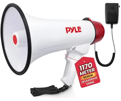 Produktbild von Megafon Lautsprecher Handmegafon - 40 W - Mit Sirene - Abnehmbares Handmikrofon - Reichweite 300 m