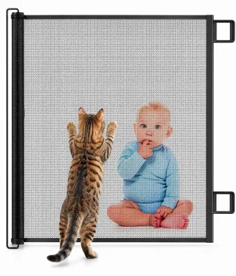 Produktbild von Babygitter 150 cm, automatisch einziehbar, Polyesternetz, schwarz, für Türöffnung