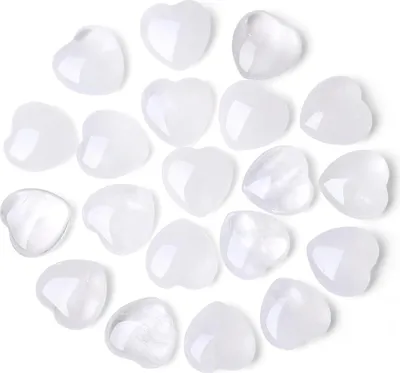 Produktbild von 20 Stück Bergkristall Herz Edelsteine Set Natürliche Steine Reiki Kristalle 0,6 Zoll