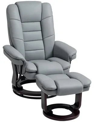 Productafbeelding van Relaxfauteuil met voetenbank, draaistoel, verstelbare rugleuning, lederlook, tot 130 kg, grijs