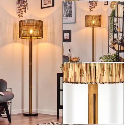 Produktbild von Obenetto Stehlampe aus Holz/Metall und Schirm aus Bambus