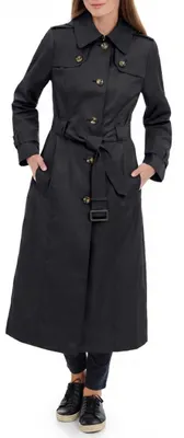 Immagine prodotto di Trench coat lungo monopetto da donna LONDON FOG, con revers e cintura, in tessuto leggero