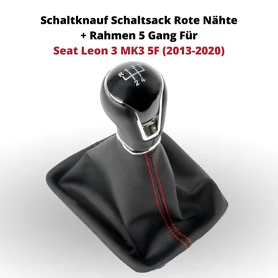 Immagine prodotto di Pomello cambio borsa cuciture rosse + telaio 5 velocità Per Seat Leon 3 MK3 5F (2013-2020)
