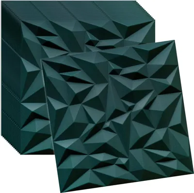 Produktbild von Verdico | 3D Wandpaneel Polystyrol - 50x50 cm - Flaschengrün - 16 Stück - Modernes Design - Einfache Montage, Wand- & Deckenverkleidung