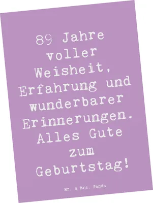 Produktbild von Mr. & Mrs. Panda Postkarte Spruch 89. Geburtstag - Lavendeltraum - Geschenk, bildkarte, liebevolle Geburtstagsgrüße, Happy Birthday, Geburtstagsgeschenk, Geburtstagsgruß