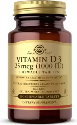 Productafbeelding van VoedingssupplementenSolgar Witamina D3 1000 Iu 25 Mcg Chewable Tablets (100 tabletten) 5938