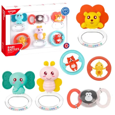 Produktbild von 6er Set Babyrassel-Beißringe Tiere